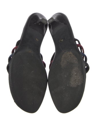 Prada Colorblock Pattern Leather Trim Embellishment Flip Flops