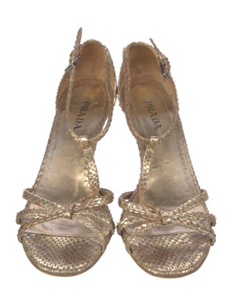 Prada GG Embossed T-Strap Sandals