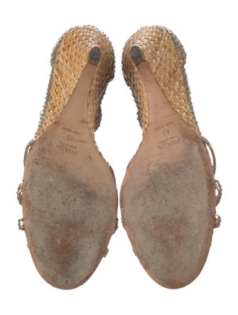 Prada GG Embossed T-Strap Sandals