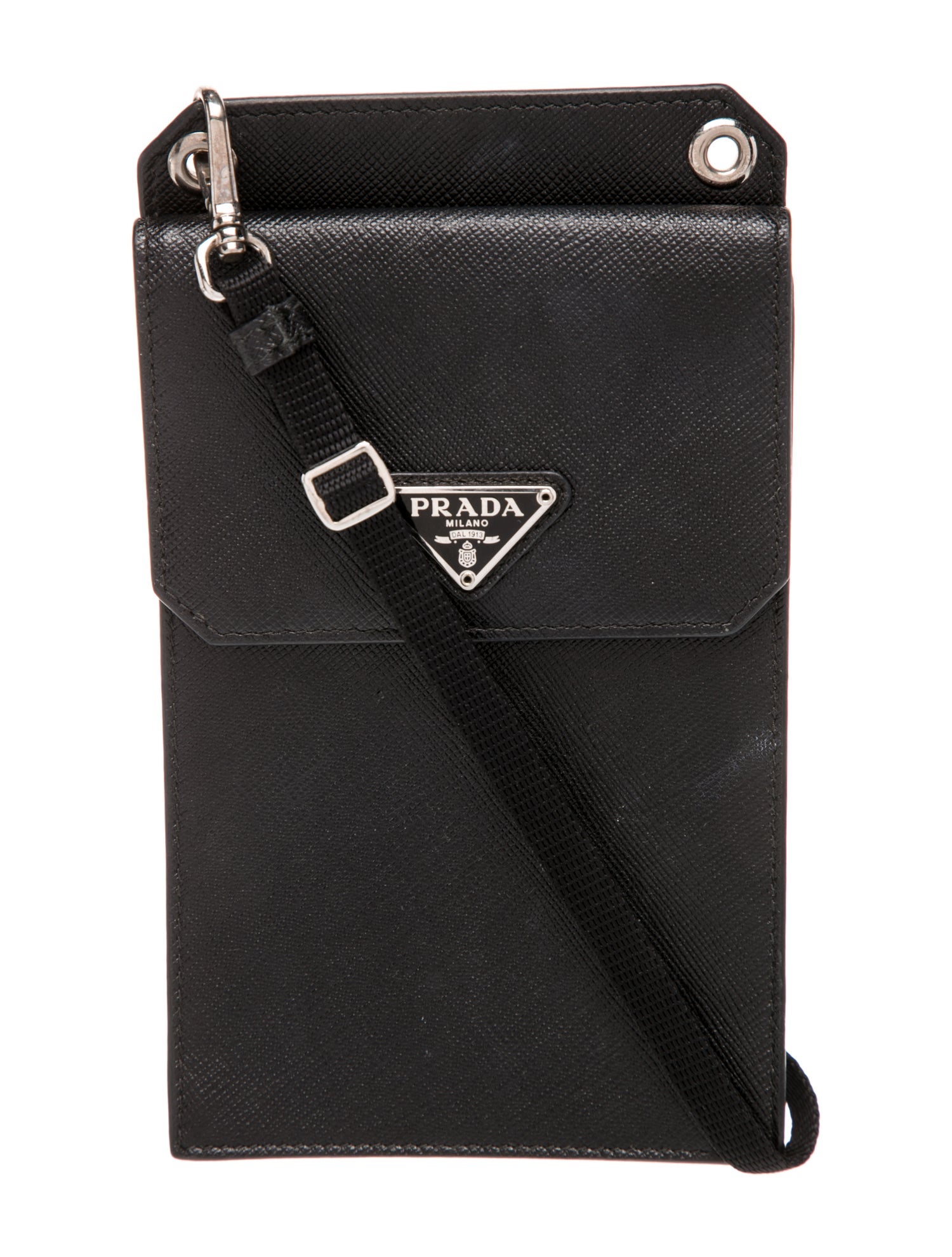 Prada Enameled Metal Triangle Crossbody Bag