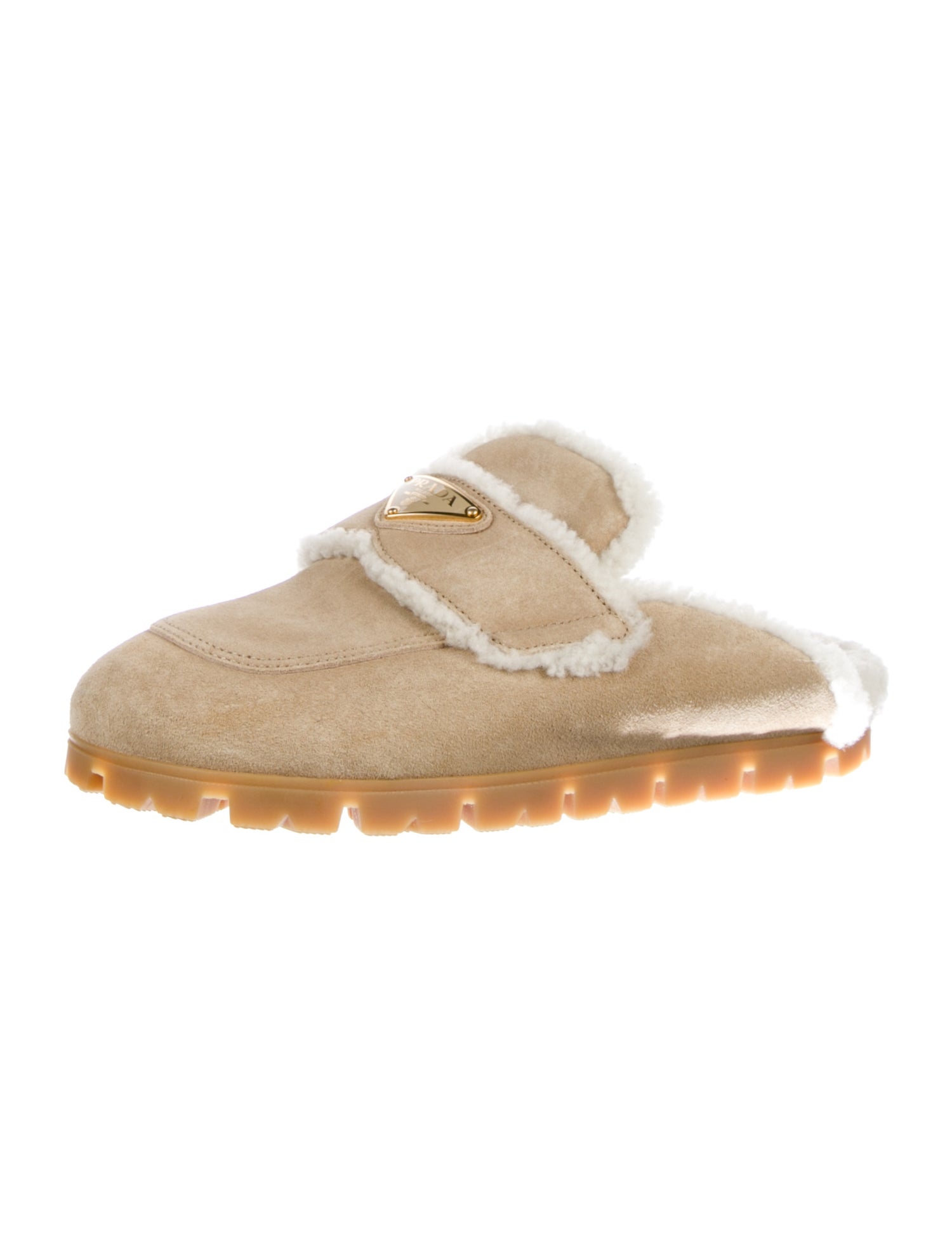 Prada Suede Fur Trim Mules