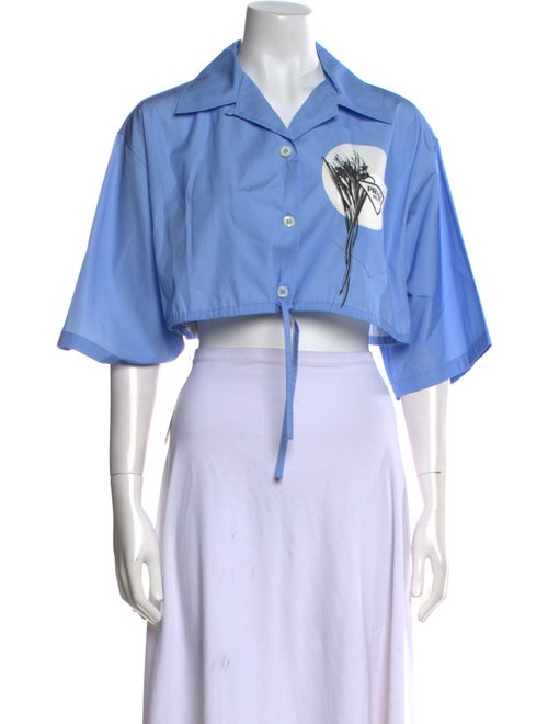 Prada 2022 Three-Quarter Sleeve Crop Top