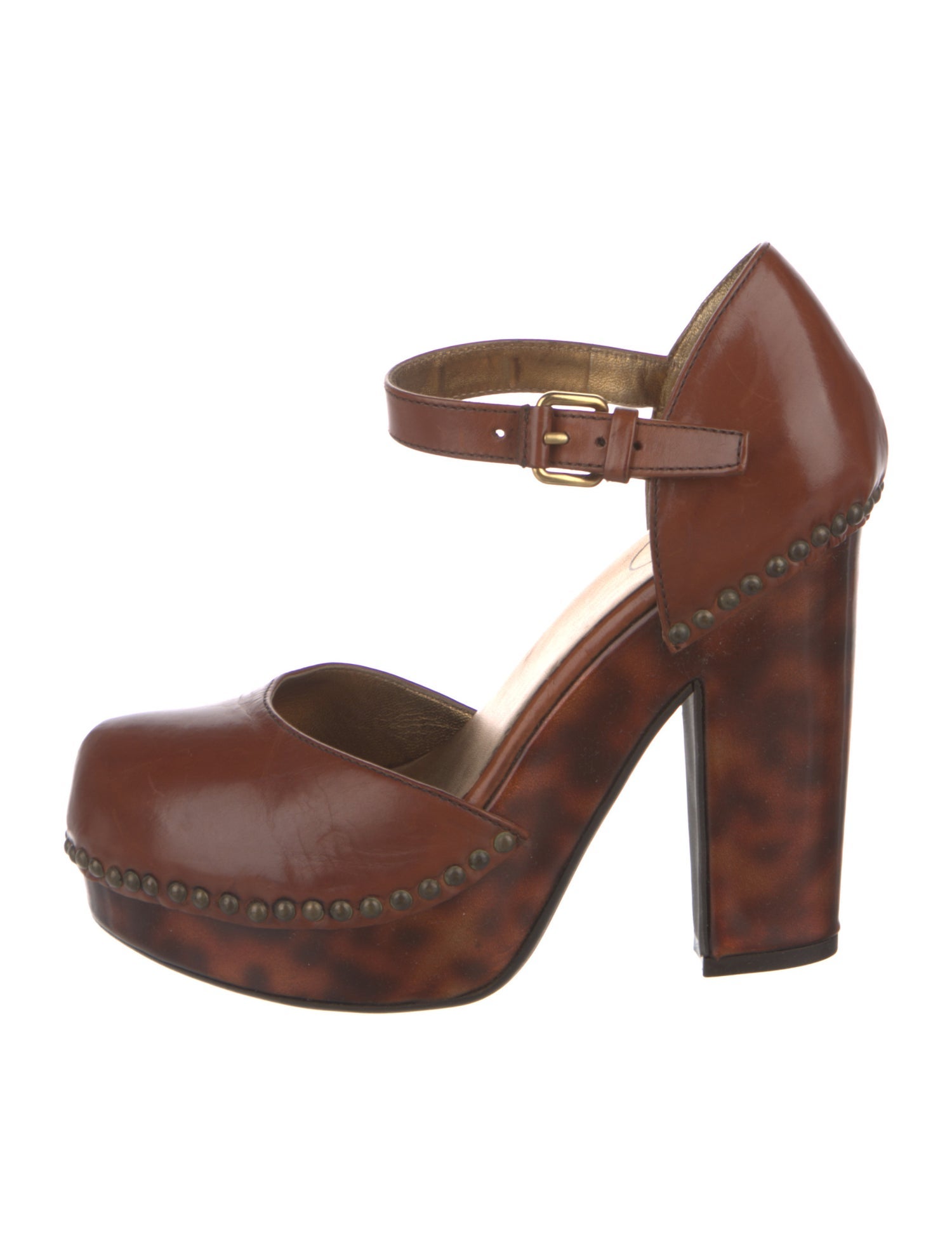 Prada Leather Studded Accents D'Orsay Pumps