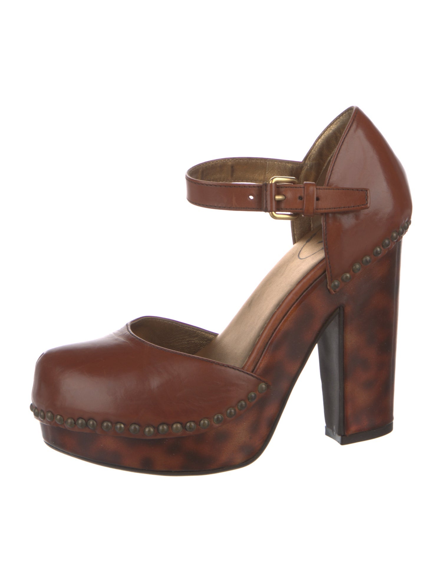 Prada Leather Studded Accents D'Orsay Pumps