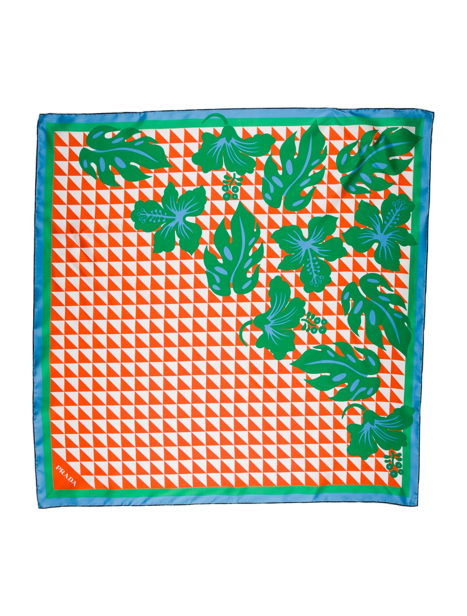 Prada Checkered Print Silk Scarf