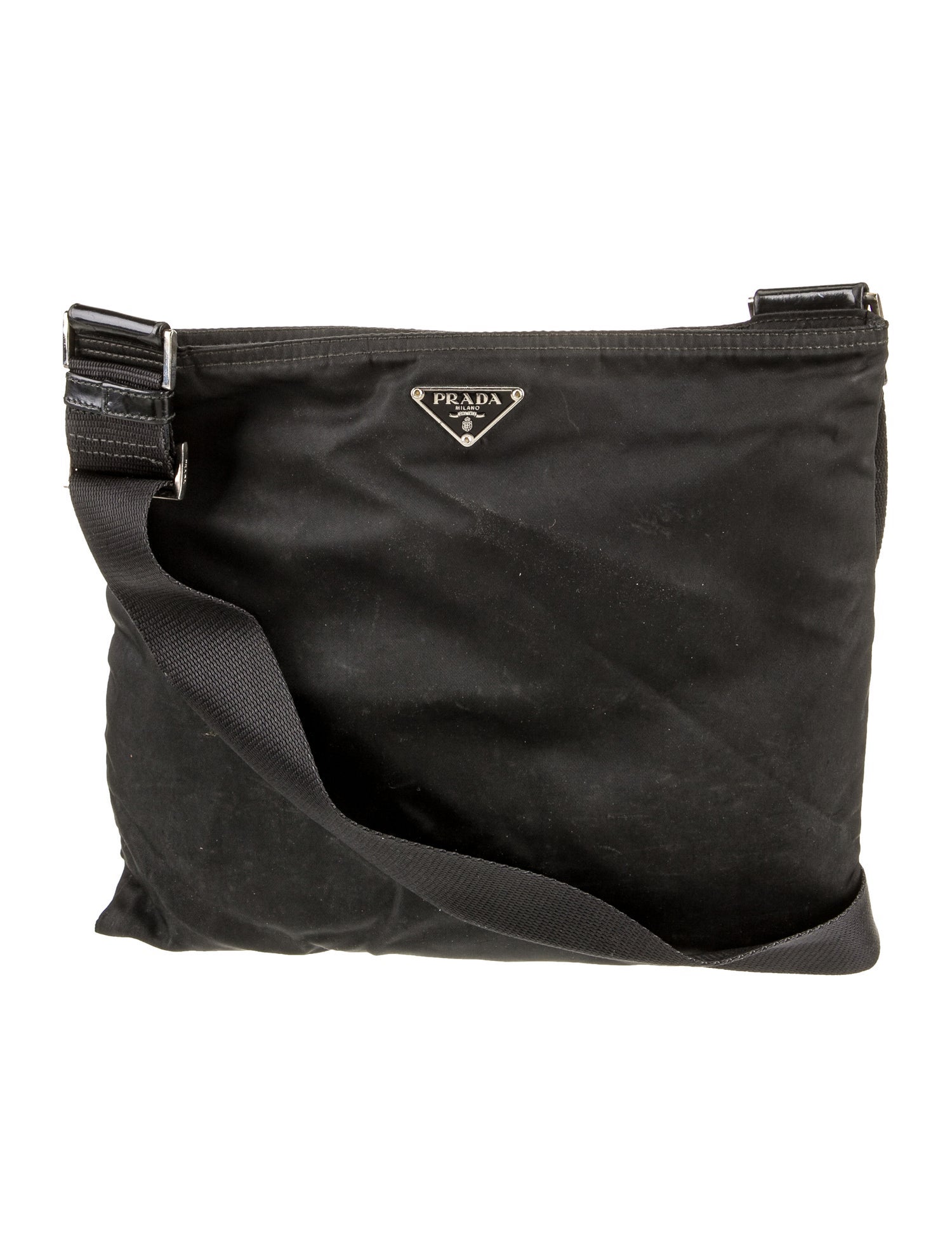 Prada Enameled Metal Triangle Messenger Bag