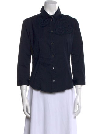 Prada Three-Quarter Sleeve Button-Up Top