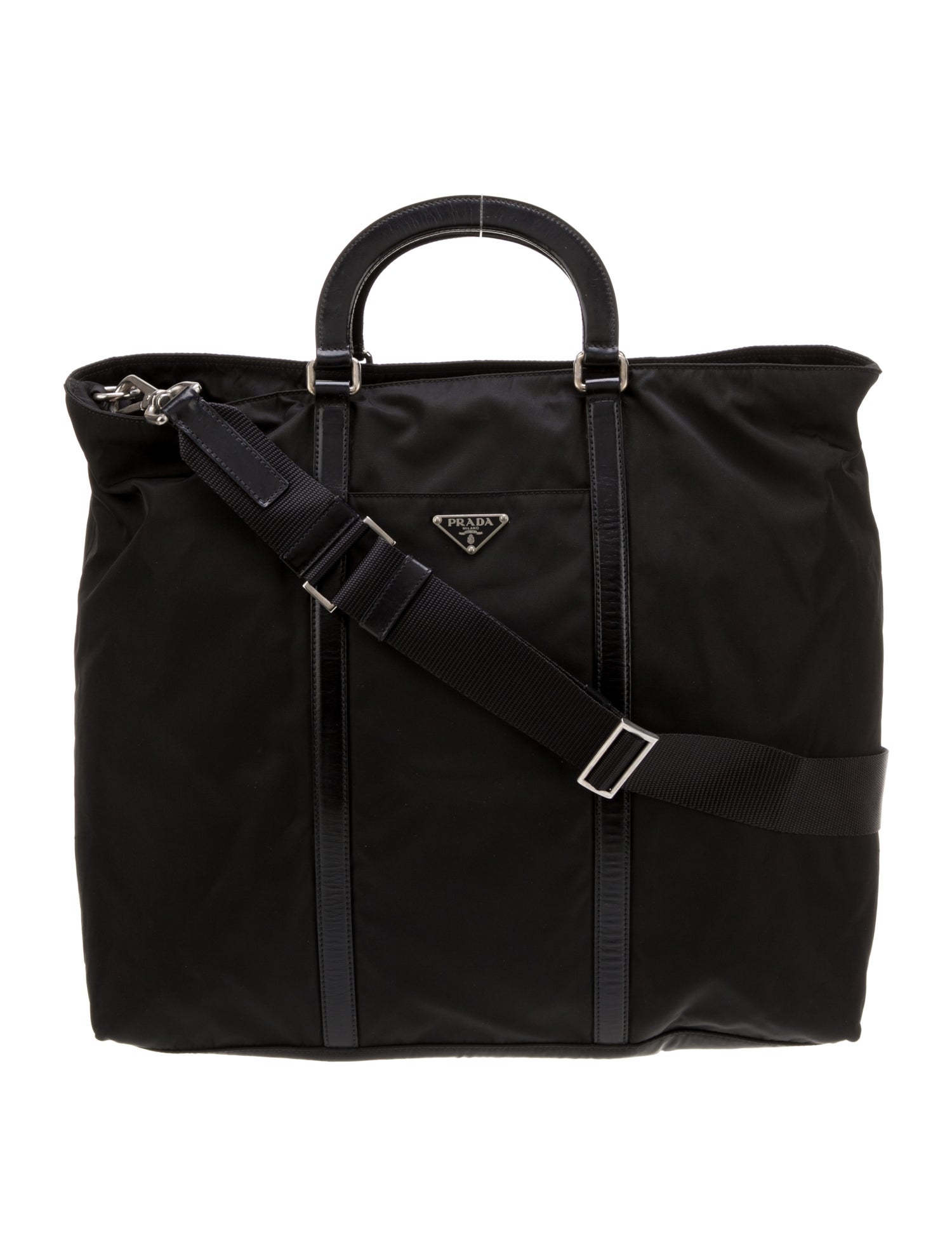 Prada Enameled Metal Triangle Top Handle Bag