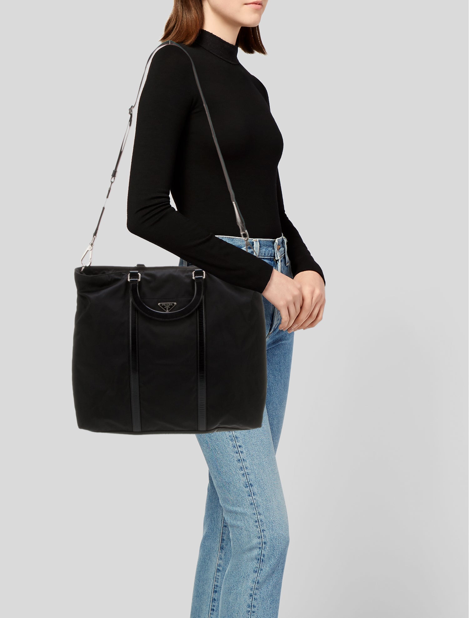 Prada Enameled Metal Triangle Top Handle Bag