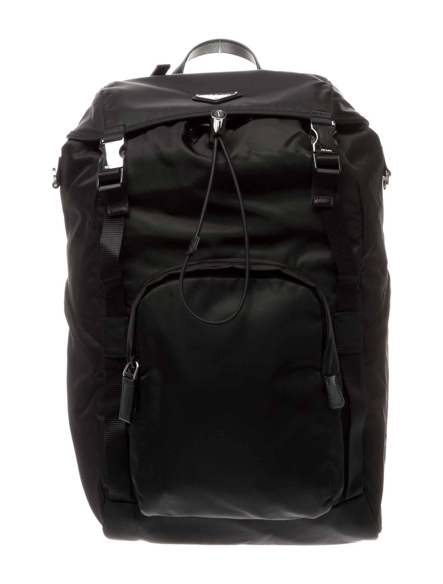 Prada Enameled Metal Triangle Backpack