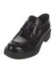 Prada Enameled Metal Triangle Leather Loafers
