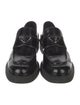 Prada Enameled Metal Triangle Leather Loafers