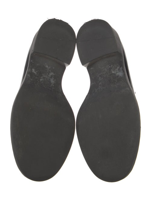 Prada Enameled Metal Triangle Leather Loafers