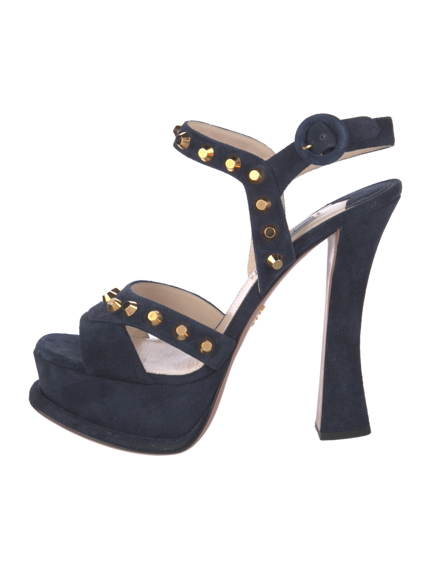 Prada Suede Studded Accents D'Orsay Pumps