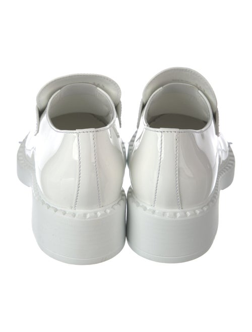 Prada Enameled Metal Triangle Patent Leather Oxfords