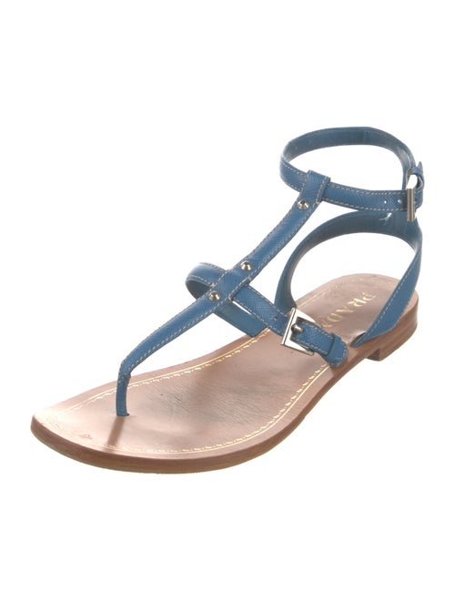 Prada Saffiano Leather Studded Accents Slingback Flats