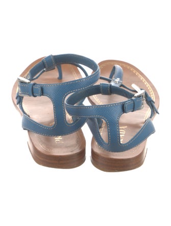 Prada Saffiano Leather Studded Accents Slingback Flats