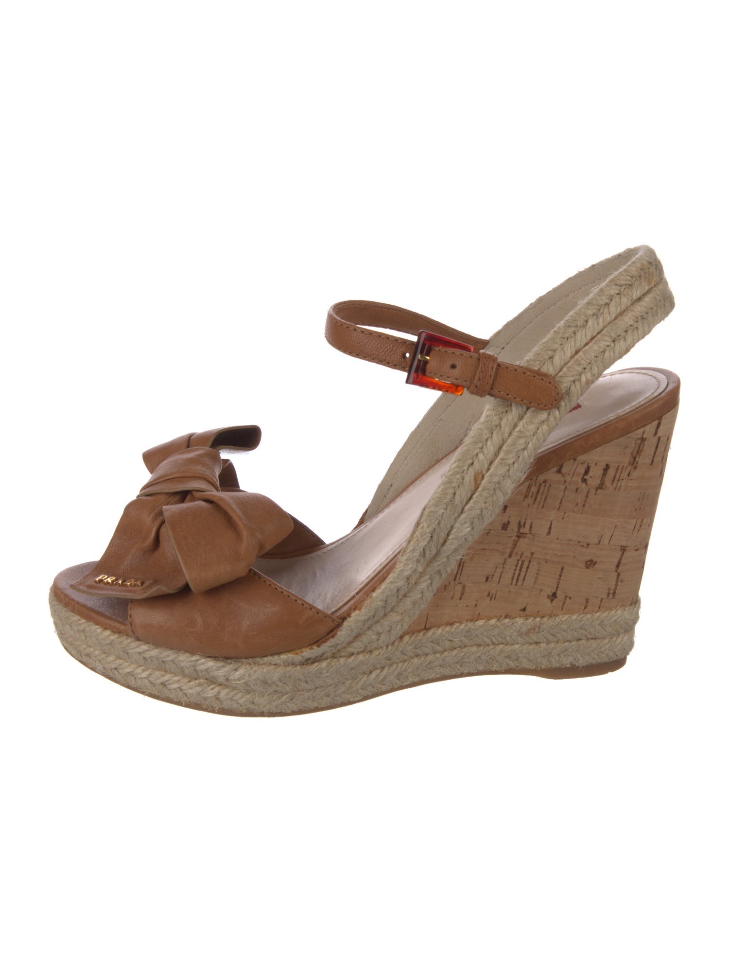 Prada Sport Leather Bow Accents Espadrilles