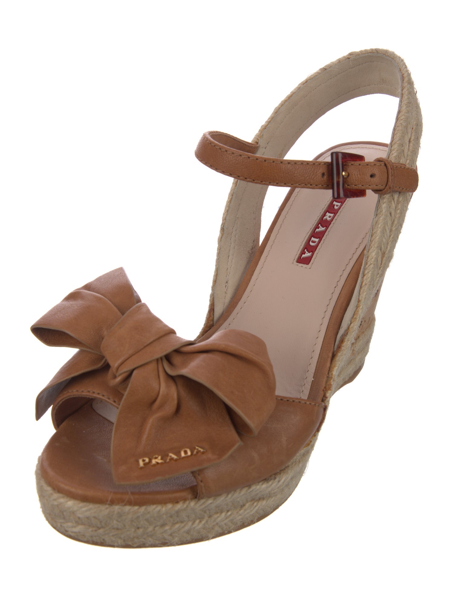 Prada Sport Leather Bow Accents Espadrilles