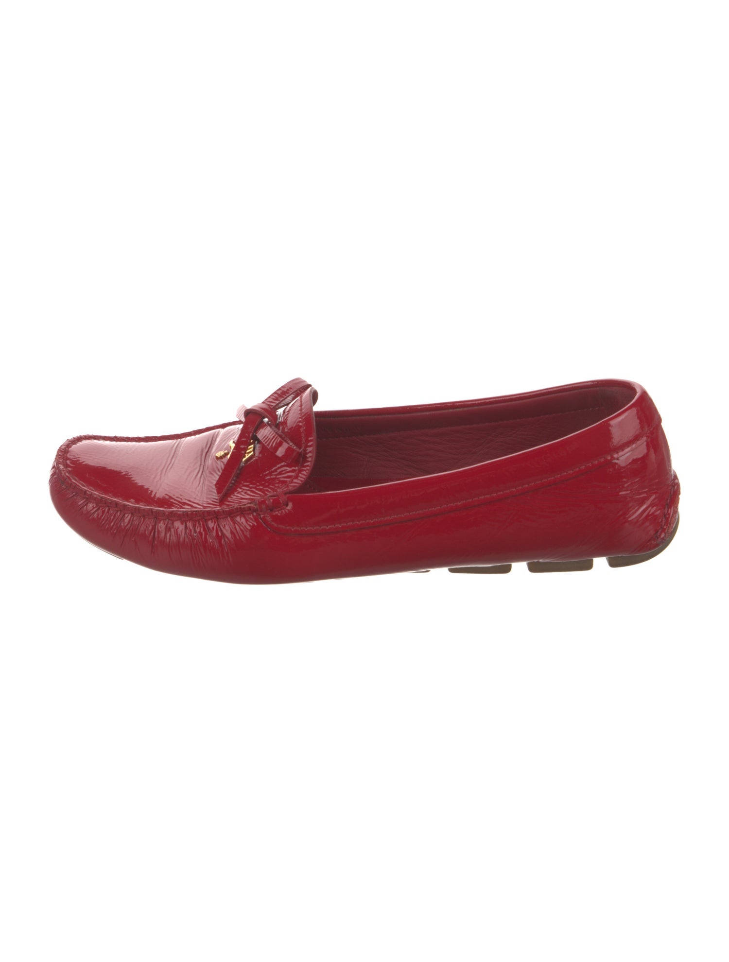 Prada Patent Leather Bow Accents Loafers
