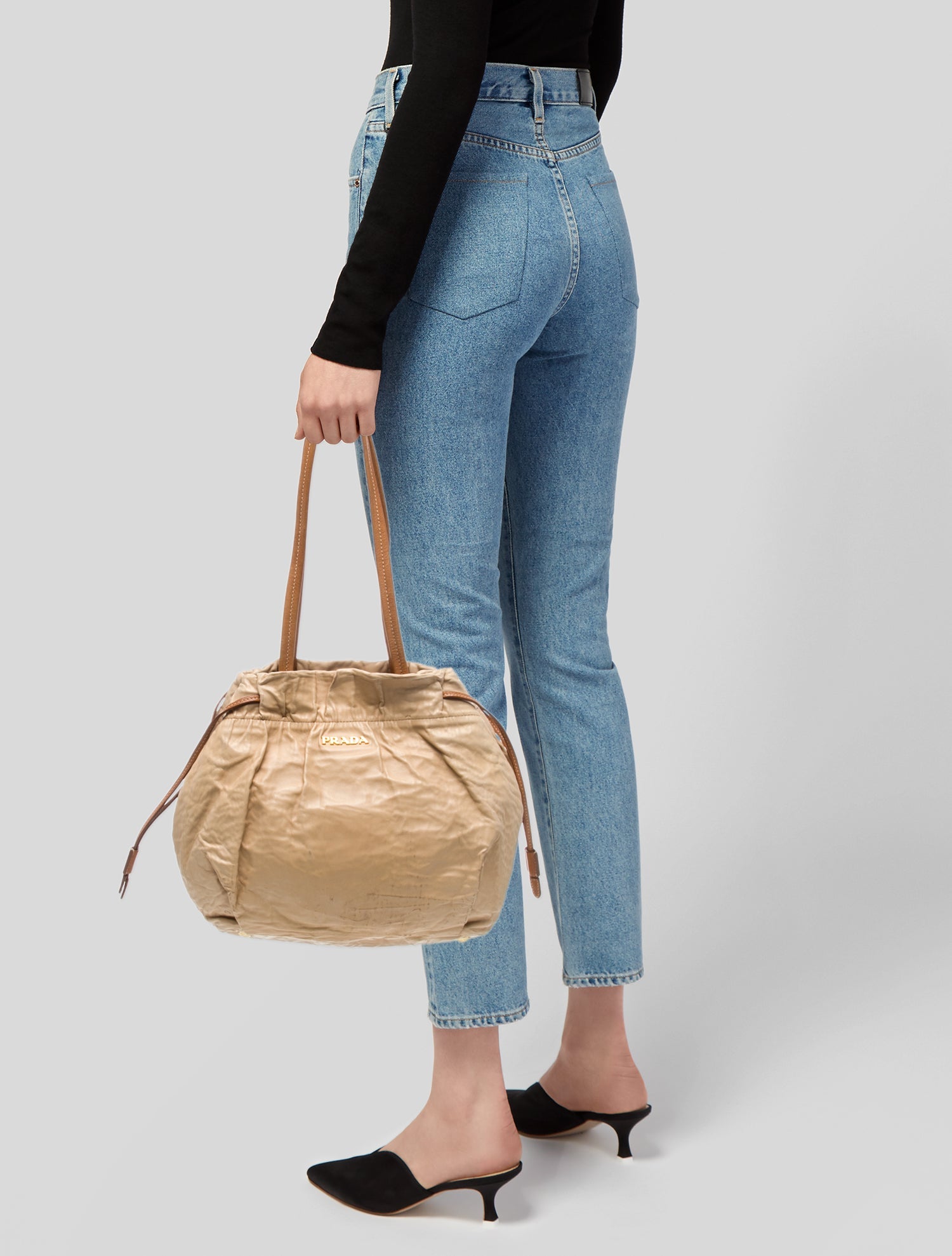 Prada Enameled Metal Triangle Shoulder Bag