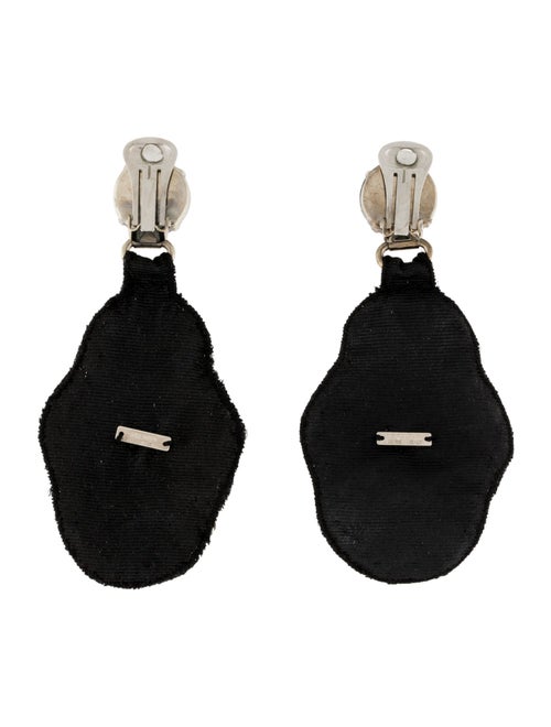 Prada Fabric & Crystal Embellished Drop Clip-On Earrings
