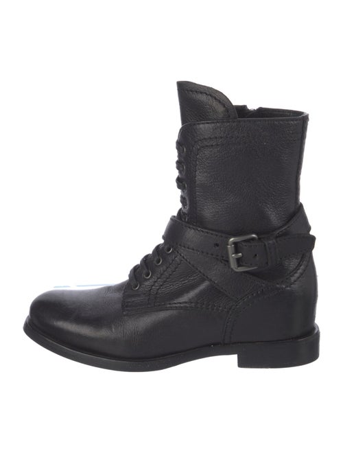 Prada Leather Striped Combat Boots