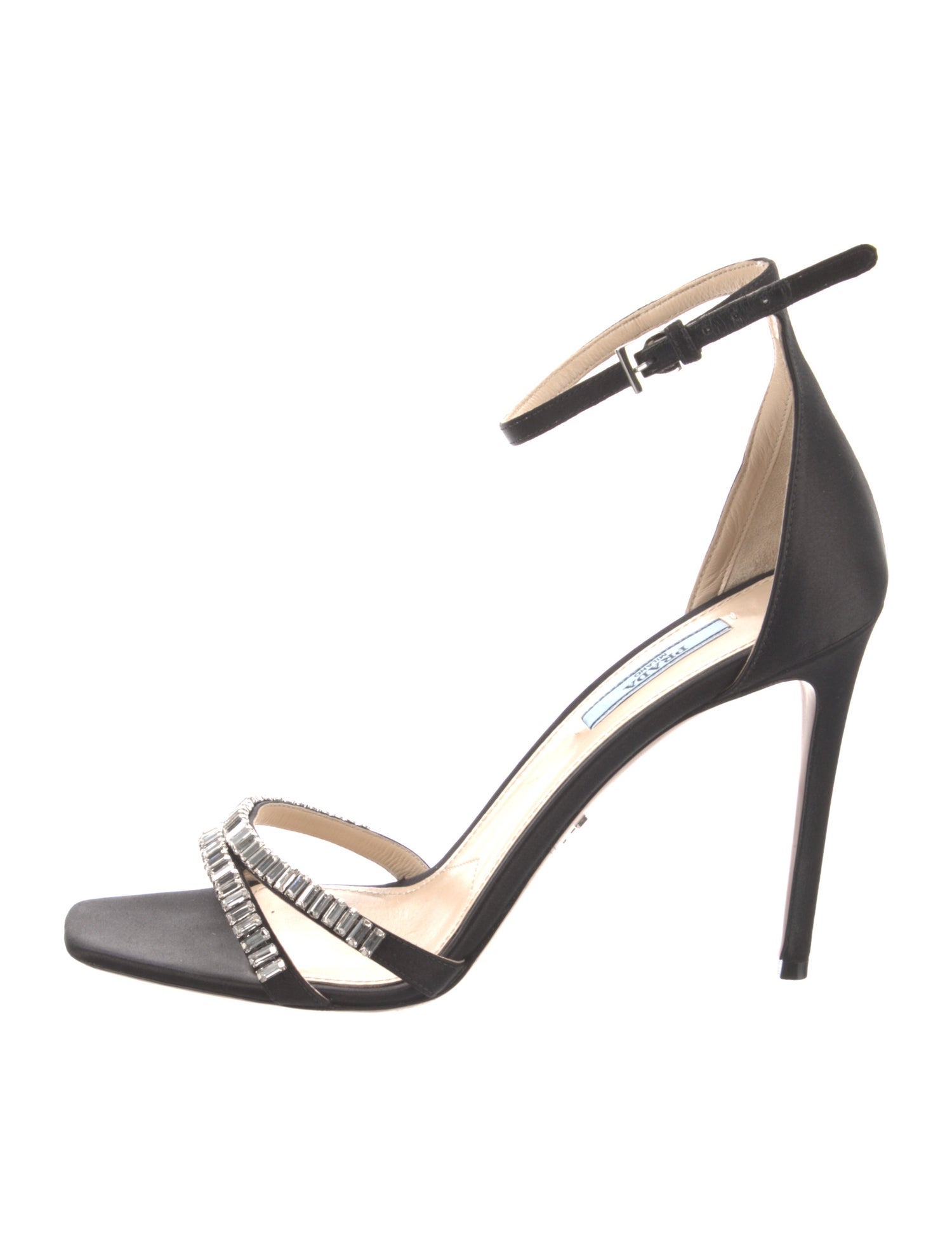 Prada Satin Crystal Embellishments Sandals