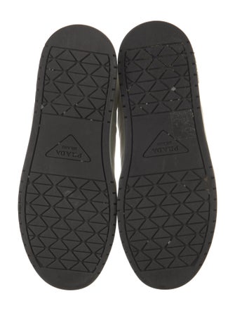 Prada Enameled Metal Triangle Leather Sneakers