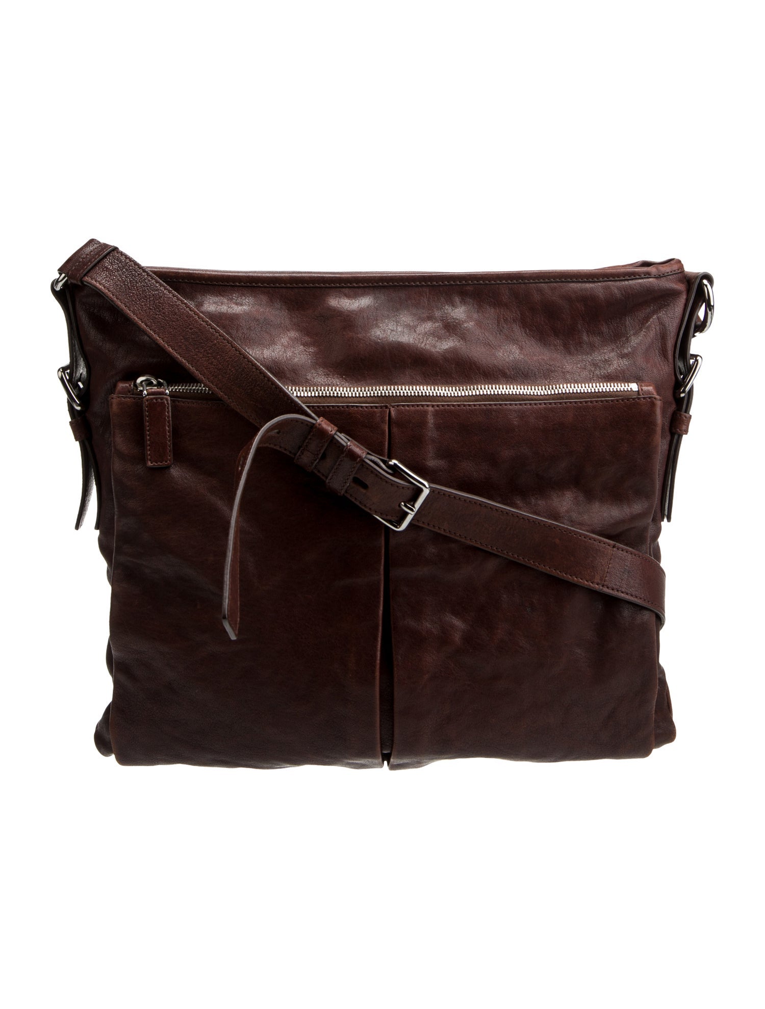 Prada Enameled Metal Triangle Messenger Bag