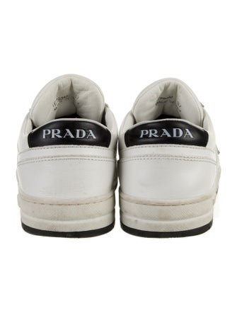 Prada Enameled Metal Triangle Leather Sneakers