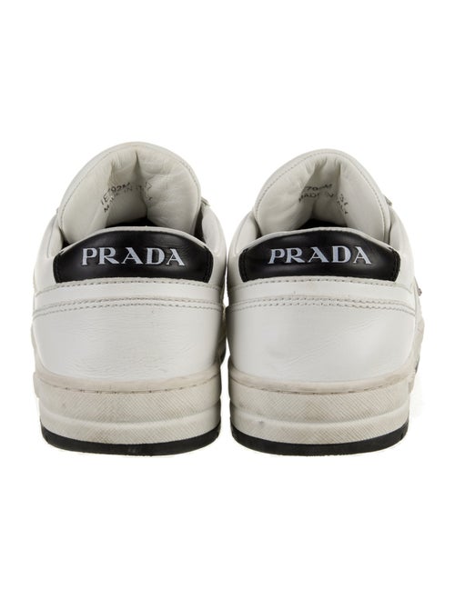 Prada Enameled Metal Triangle Leather Sneakers