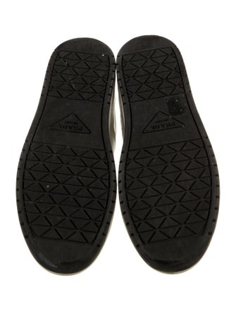 Prada Enameled Metal Triangle Leather Sneakers