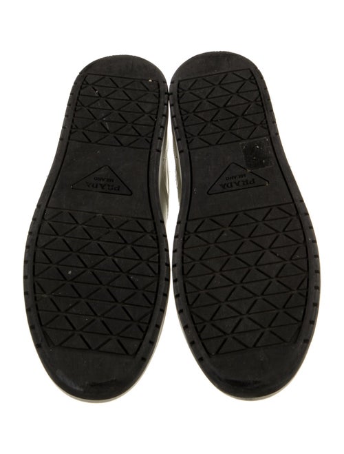 Prada Enameled Metal Triangle Leather Sneakers