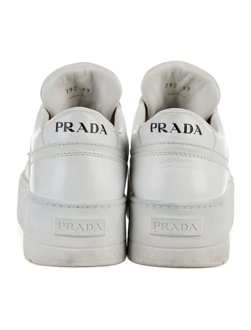 Prada Enameled Metal Triangle Leather Sneakers