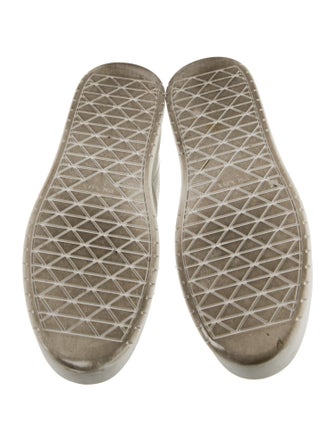 Prada Enameled Metal Triangle Leather Sneakers