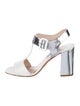 Prada Leather Colorblock Pattern T-Strap Sandals