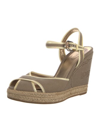 Prada Canvas Striped D'Orsay Pumps