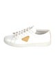 Prada Enameled Metal Triangle Leather Sneakers