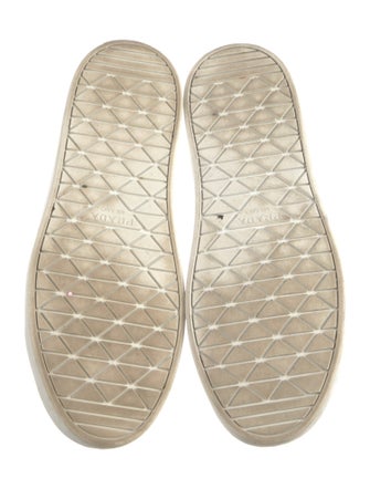 Prada Enameled Metal Triangle Leather Sneakers