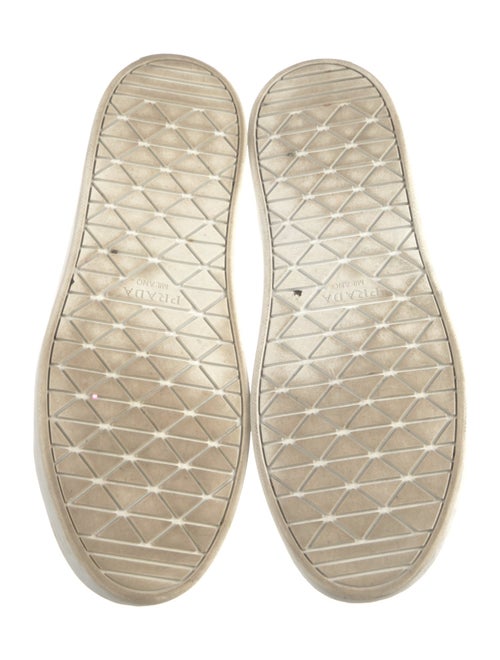 Prada Enameled Metal Triangle Leather Sneakers