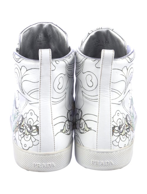 Prada Leather Graphic Print Sneakers