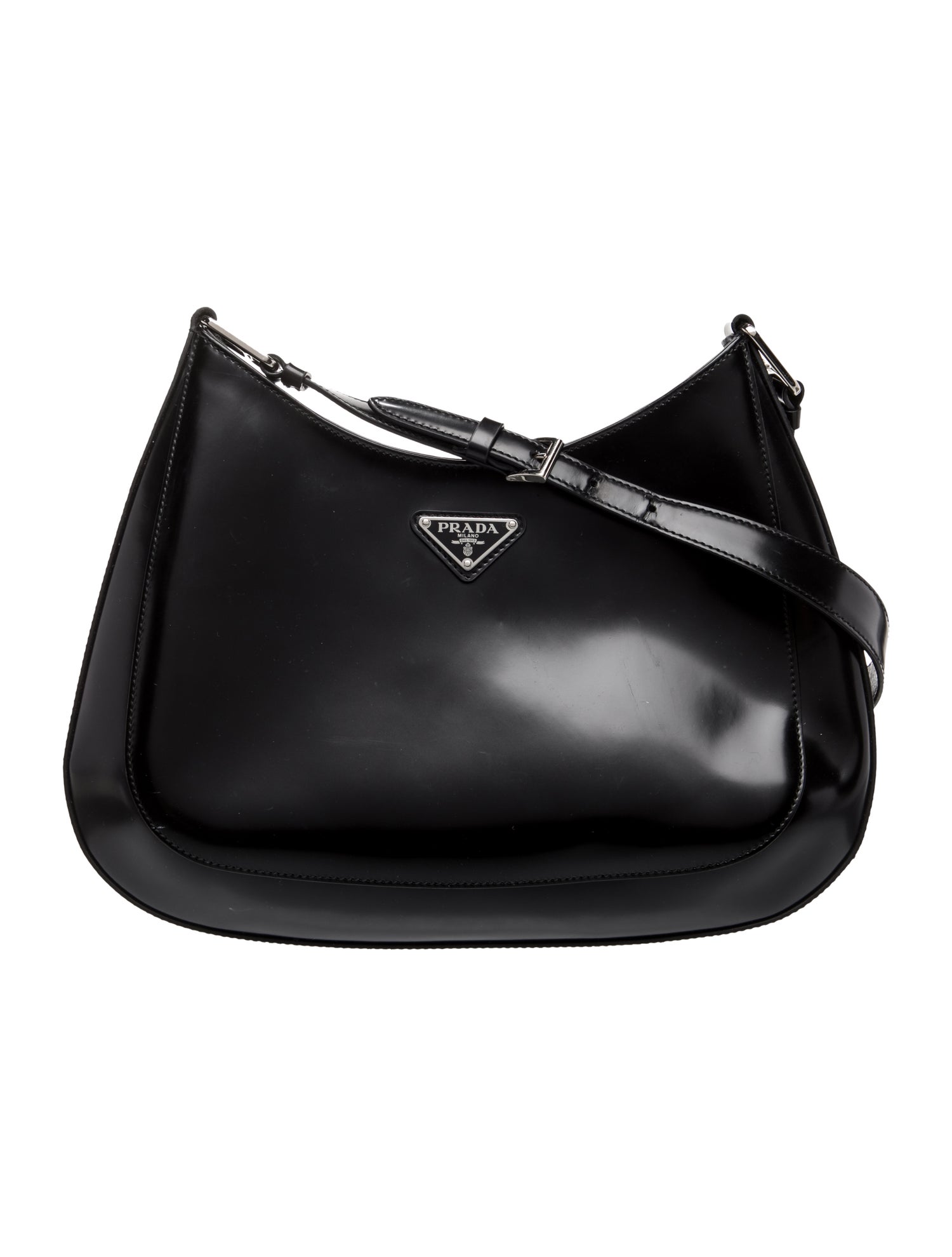 Prada Enameled Metal Triangle Cleo