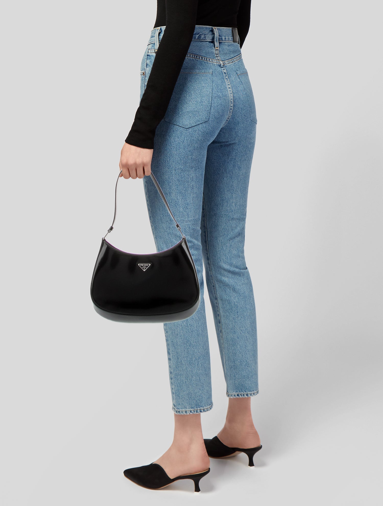 Prada Enameled Metal Triangle Cleo