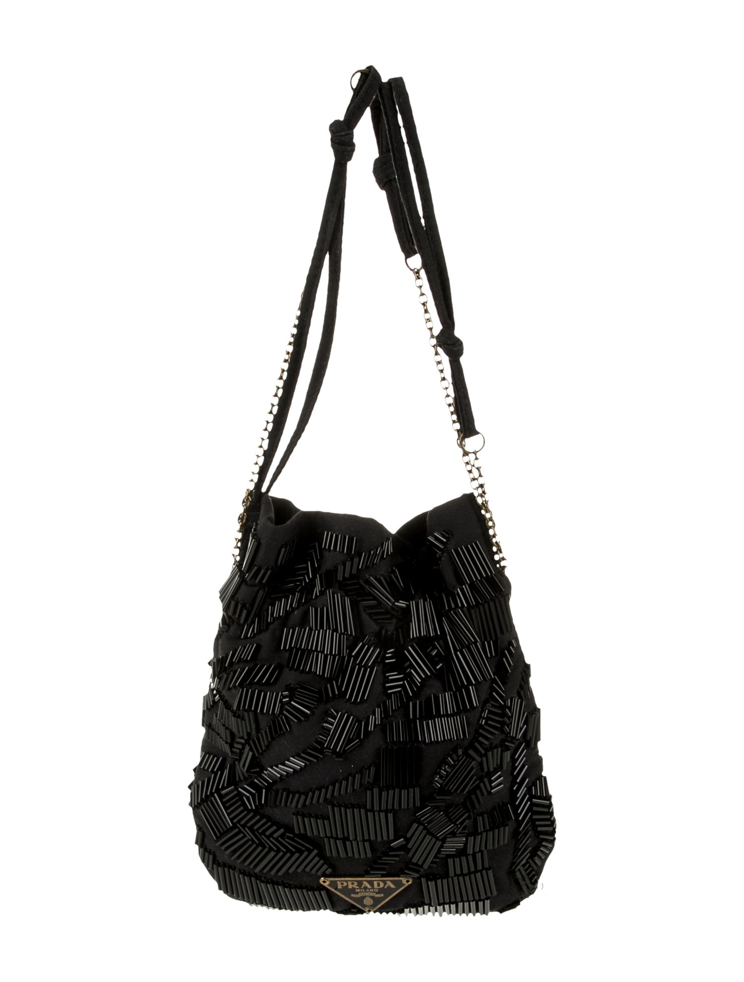 Prada Enameled Metal Triangle Messenger Bag