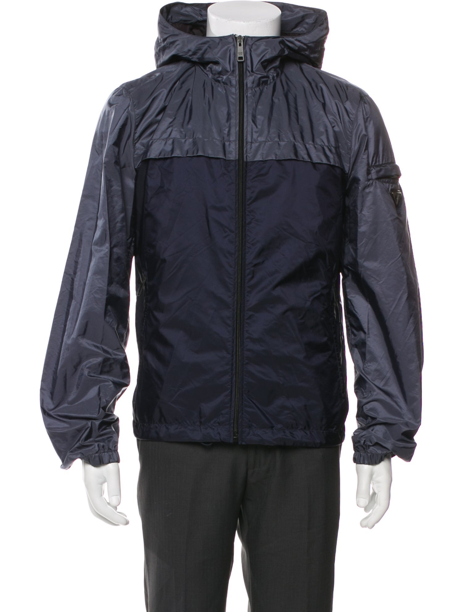 Prada 2016 Enameled Metal Triangle Windbreaker