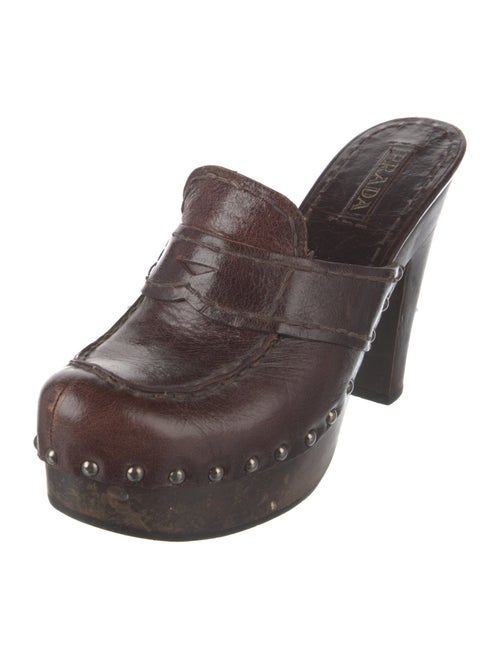 Prada Leather Studded Accents Mules
