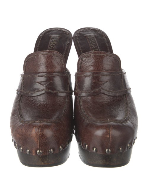 Prada Leather Studded Accents Mules