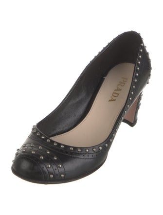 Prada Leather Studded Accents Pumps