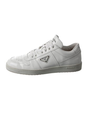 Prada Enameled Metal Triangle Patent Leather Sneakers